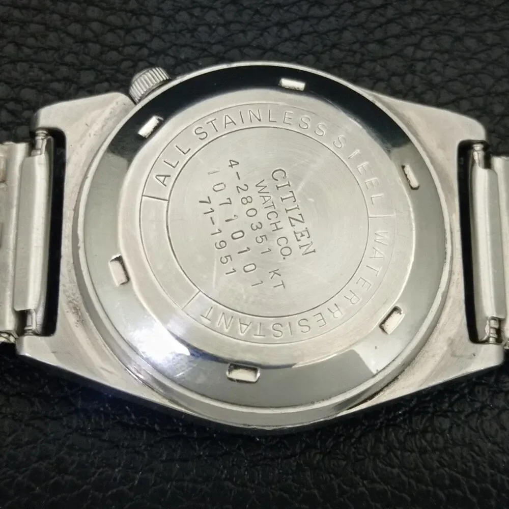 Vintage 1978 Citizen Automatic Mens Silver Watch W/daydate & Black accents